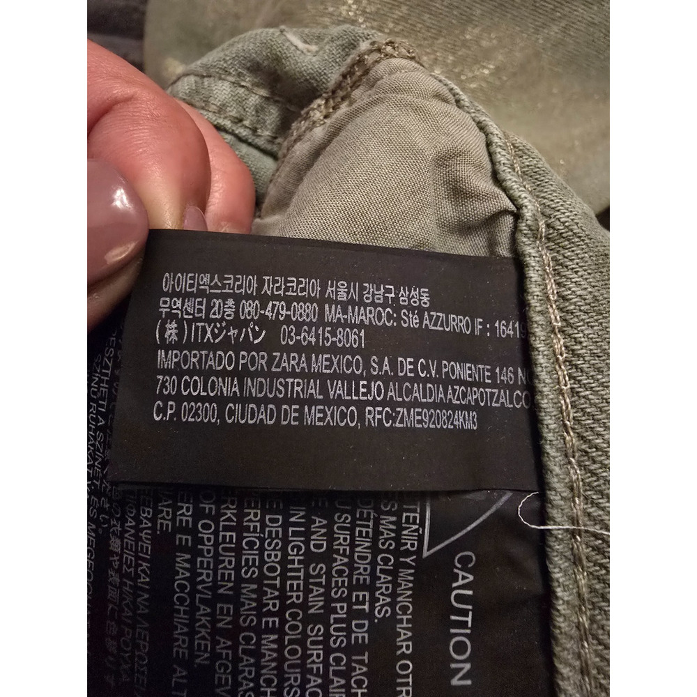 Zara Olive/Sage Green Metallic Straight-Leg Cuffed Women’s Jeans - Picture 11 of 12